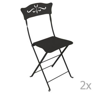 Komplet 2 czarnych składanych krzeseł ogrodowych Fermob Bagatelle
