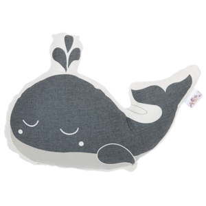 Szara poduszka dziecięca z domieszką bawełny Apolena Pillow Toy Whale, 35x24 cm