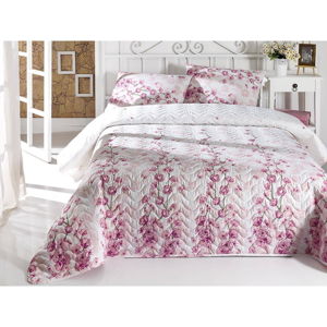 Pikowana narzuta na łóżko Eponj Home Coretta Light Pink, 250x200 cm