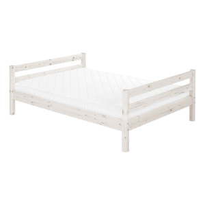 Białe łóżko dwuosobowe z drewna sosnowego Flexa Classic, 140x200 cm