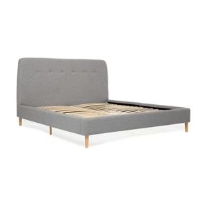 Szare łóżko 2-osobowe z drewnianymi nogami Vivonita Mae King Size, 180x200 cm