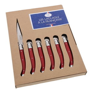 Komplet 6 czerwonych noży Jean Dubost A La Francaise
