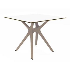 Stół z brązowymi nogami i białym blatem odpowiedni na zewnątrz Resol Vela, 90x90 cm