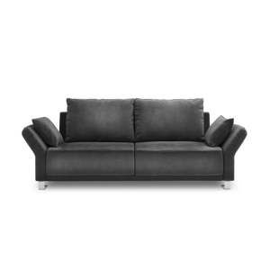 Ciemnoszara 3-osobowa sofa rozkładana z aksamitnym obiciem Windsor & Co Sofas Pyxis