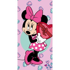 Różowy ręcznik dziecięcy frotte 70x140 cm Minnie – Jerry Fabrics