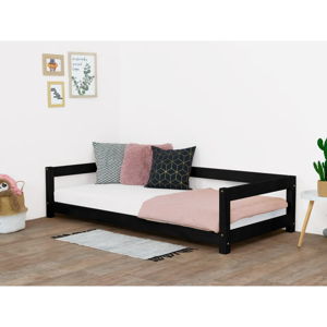 Czarne łóżko dziecięce z drewna świerkowego Benlemi Study, 90x160 cm