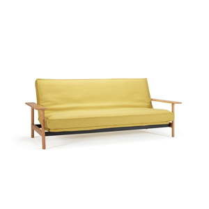 Żółta rozkładana sofa ze zdejmowanym obiciem Innovation Balder Soft Mustard Flower, 97x230 cm