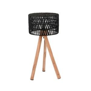 Czarna lampa stołowa z drewna mango LABEL51 Stripe