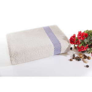 Fioletowo-biały ręcznik kąpielowy z bawełny Ladik Ella, 70x140 cm