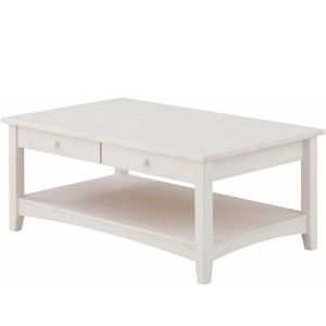 Biały stolik z szufladami z litego drewna sosnowego Støraa Chub L