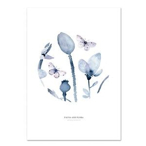 Plakat Leo La Douce Poppies & Butterflies I, 21x29,7 cm