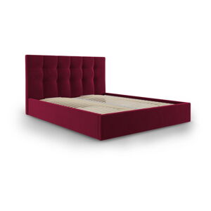 Bordowe aksamitne łóżko dwuosobowe Mazzini Beds Nerin, 160x200 cm