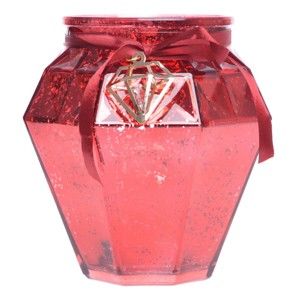 Czerwony świecznik szklany Ewax, wys. 16 cm