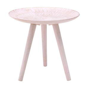 Różowy stolik z drewna brzozy InArt Antique, ⌀ 40 cm