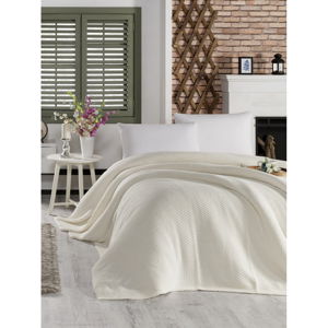 Jasnokremowa narzuta na łóżko z domieszką bawełny Homemania Decor Silvi, 220x240 cm