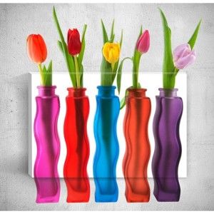 Obraz 3D Mosticx Bottles With Flowers, 40x60 cm
