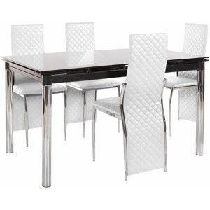 Komplet stołu i 4 białych krzeseł Støraa Pippa William White