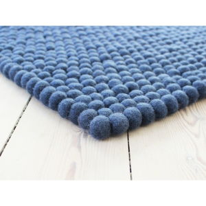 Niebieski wełniany dywan kulkowy Wooldot Ball Rugs, 100x150 cm