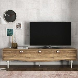 Szafka pod TV w dekorze drewna orzecha Kumsal