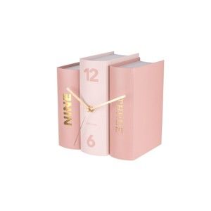 Różowy zegar stołowy w kształcie książek Karlsson