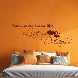Czarna naklejka ścienna Ambiance Live Your Dreams Wall Decal, 55x110 cm