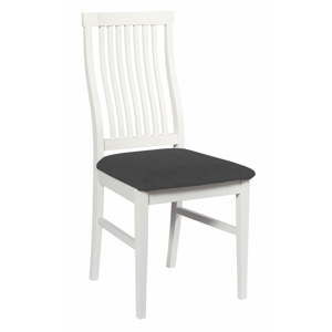 Białe krzesło z brzozy do jadalni z czarnym siedziskiem Rowico Kansas