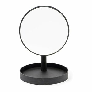 Czarne lustro kosmetyczne z ramą z drewna dębowego Wireworks Look, ø 25 cm