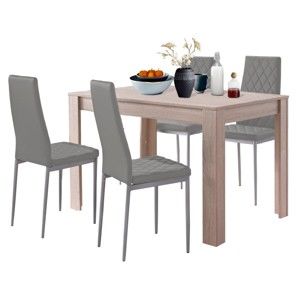 Komplet stołu do jadalni w dębowym dekorze i 4 szarych krzeseł do jadalni Støraa Lori and Barak, 120x80 cm