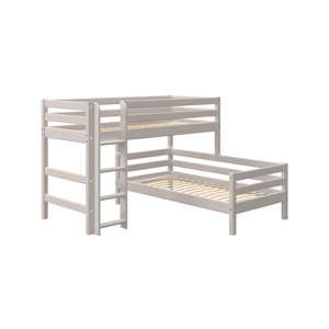 Szare dziecięce łóżko piętrowe z drewna sosnowego Flexa Classic L, 90x200 cm