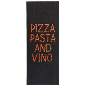 Czarny chodnik do kuchni Hans Home Pizza Pasta and Vino, 67x180 cm