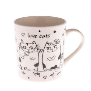 Kubek porcelanowy z małymi kotami Dakls Love Cats, 280 ml