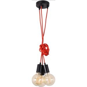 Czerwona lampa wisząca z 3 żarówkami Filament Style Spider Lamp