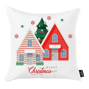 Biała poszewka na poduszkę ze świątecznym motywem Apolena Honey Christmas House, 45x45 cm