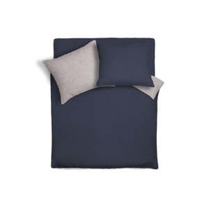 Szaro-niebieska dwustronna lniana narzuta na łóżko z poszewkami na poduszkę Maison Carezza Lilly, 240x260 cm