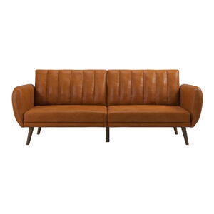 Pomarańczowa rozkładana sofa z imitacji skóry 207 cm Brittany – Novogratz