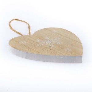 Zestaw 3 drewnianych serc wiszących Dakls Snowflake, 11 cm