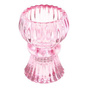 Niski różowy szklany świecznik – Rex London