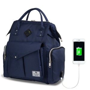 Ciemnoniebieski plecak dla mam z USB My Valice HAPPY MOM Baby Care Backpack