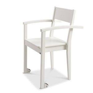 Białe krzesło wykonane ręcznie z litego drewna brzozowego na kółkach Kiteen Joki
