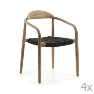 Drewniane krzesło z czarnym siedziskiem Kave Home Glynis