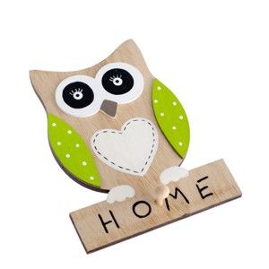 Zielona drewniana dekoracja wisząca Dakls Owl