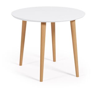 Biały okrągły rozkładany stół z białym blatem ø 90 cm Oqui – Kave Home
