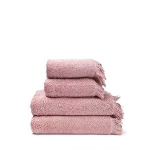 Zestaw 2 różowych ręczników i 2 ręczników kąpielowych Casa Di Bassi Bath