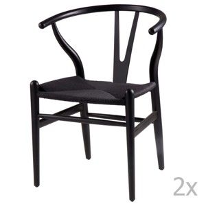 Zestaw 2 czarnych krzeseł drewnianych sømcasa Ada