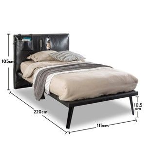 Łóżko jednoosobowe Manly, 115x220 cm