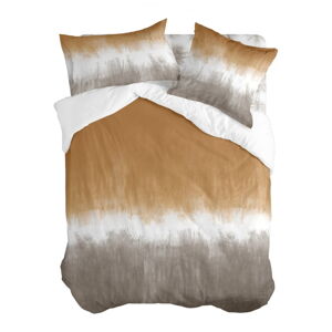 Biała/brązowa bawełniana poszwa na kołdrę jednoosobowa 140x200 cm Tie dye – Blanc