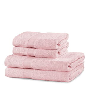 Jasnoróżowe bawełniane ręczniki zestaw 4 szt. frotte Marina – DecoKing