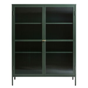 Zielona metalowa witryna Unique Furniture Bronco, wys. 140 cm