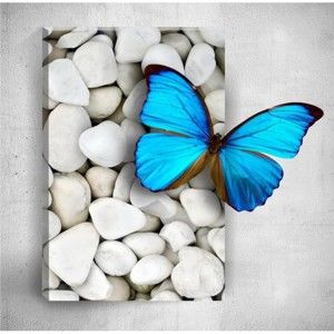 Obraz 3D Mosticx Blue Butterfly On Pebbles, 40x60 cm