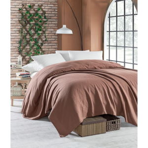 Lekka pikowana bawełniana narzuta na łóżko EnLora Home Casuel Brown, 160x230 cm